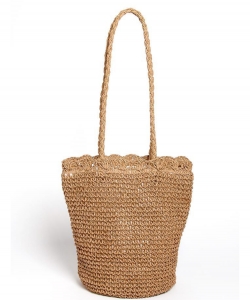 Beach Handbag Fashion Mesh Woven Bag BA300050 LTBROWN